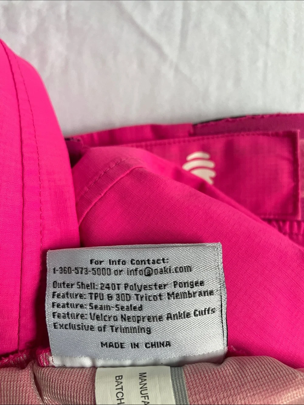 OAKI Kids Trail Rain Pants Hot Pink Size 8/9 Waterproof Hiking Outdoor Jacket